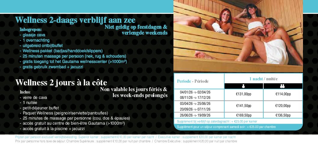 wellness arrangement met massage en overnachting